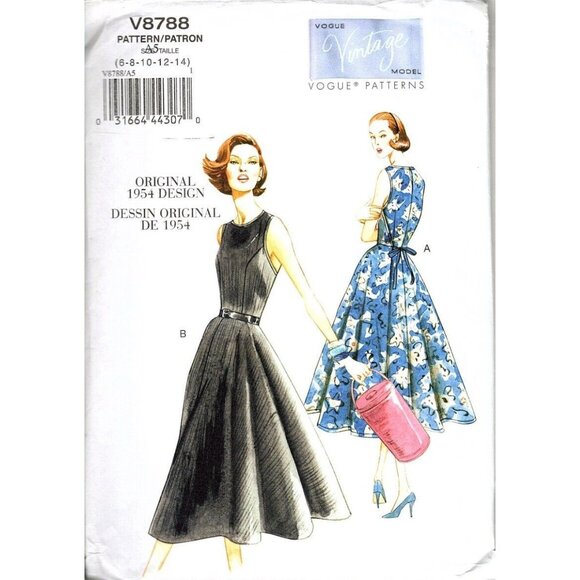 Vogue V8788 Misses 6 to 14 Circa 1954 Pullover Wrap Dress UNCUT Sewing Pattern - Picture 1 of 2